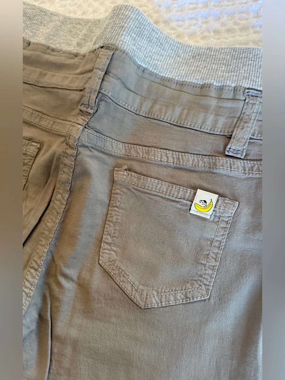 Hoonana Khaki Brown Cotton Pants with Elastic Waistband